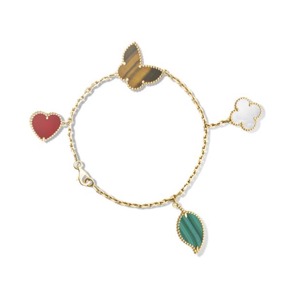 4 Motifs Lucky Alhambra Bracelet 18k Yellow Gold With Carnelian / Tiger'S Eye