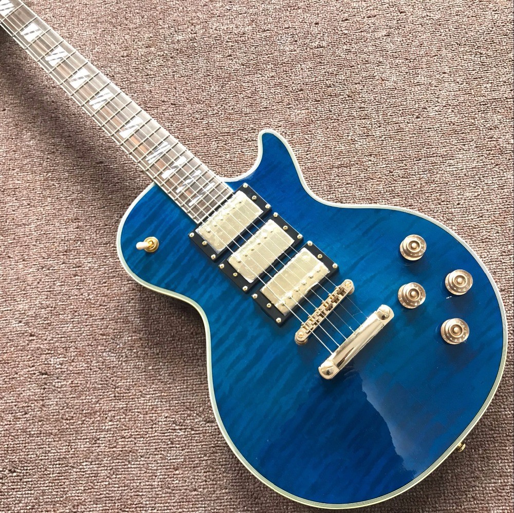 Wholesale and Hot selling OEM Custom blue L-P superme electric guitar