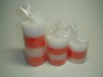 100% paraffin wax scented pillar candle with clear bag and printed label