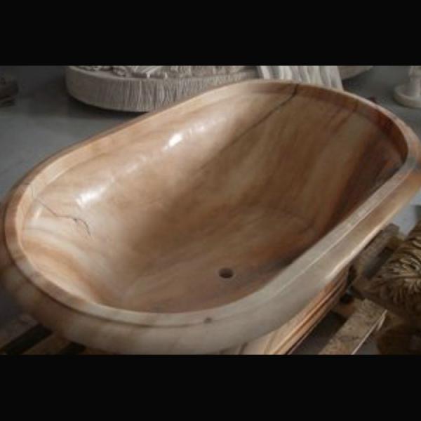 Home deocration pink marble bathtub with polish surface for bathroom,china