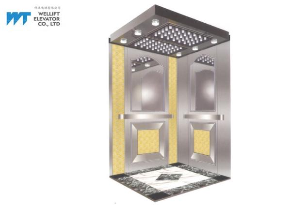 Golden Mirror Elevator Cabin Decoration Landing Door Height 2100 / 2200MM For