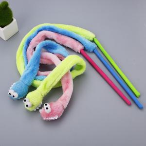 China Cute Durable Cat Toy Teaser Snake Shape Kitten Plush Wand 31g on sale