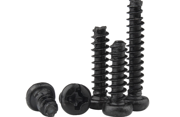 Black Zinc Plated Stainless Steel Self Tapping Metal Screws Round Head For Metal