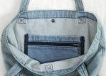 Light Jean Blue Cotton Tote Bag , Double Handles Cotton Canvas Tote With Inner