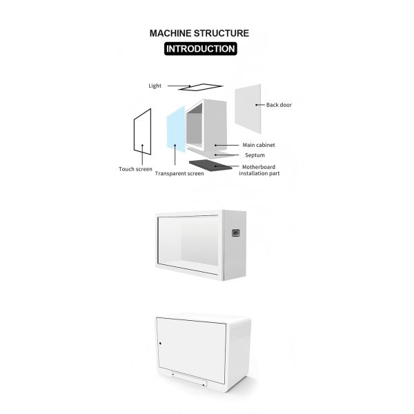 49 inch transparent screen display Box price with Interactive Touch Showcase/ Hologram Boxes advertising display screen