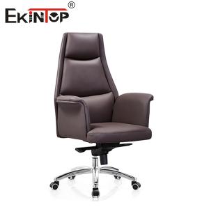 Wholesale Brown Leather Office Chair with Swivel Function and Metal Legs from china suppliers