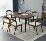 Modern Nordic Wood Dining Table And Chair Set With Rubber Wood Frame For Home