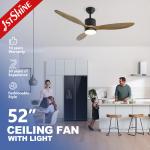 Decorative 3 Blades Solid Wood Ceiling Fan With Or Without Light 2 In 1