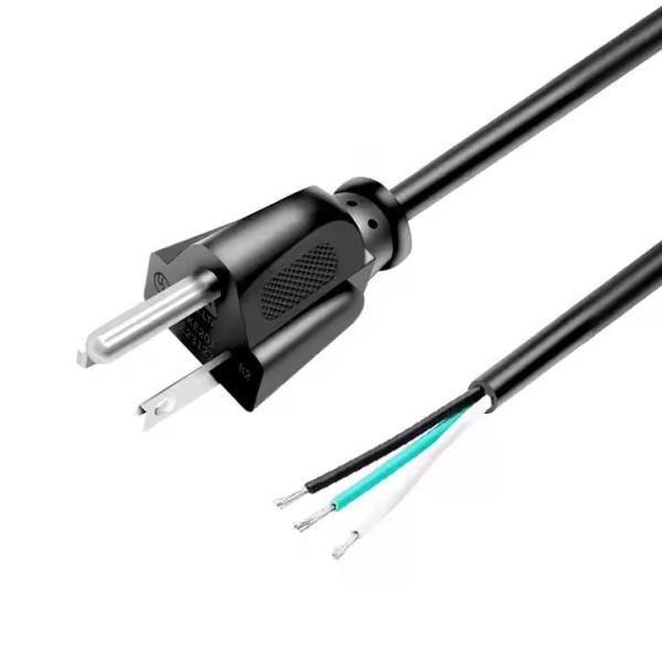 High Quality American Power Cord 3 Pin Black Pvc 3 Prong Pure Copper Spot 18awg