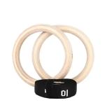 Custom logo Fitness Strength Training Wooden Gym Ring with Adjustable Nylon