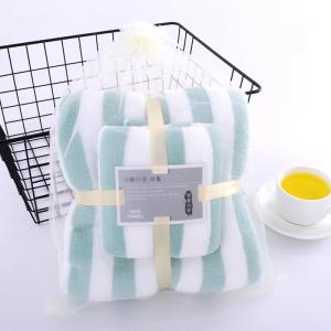 Wholesale Customer Logo Coral Fleece Bath Towel Set Wide Edge Wrapping Thick Absorbent Polyester from china suppliers