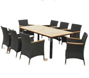 Wholesale 7pcs outdoor Rattan furniture pool side furniture rectangle wooden garden tables with 6 plastic dining chairs---8300 from china suppliers