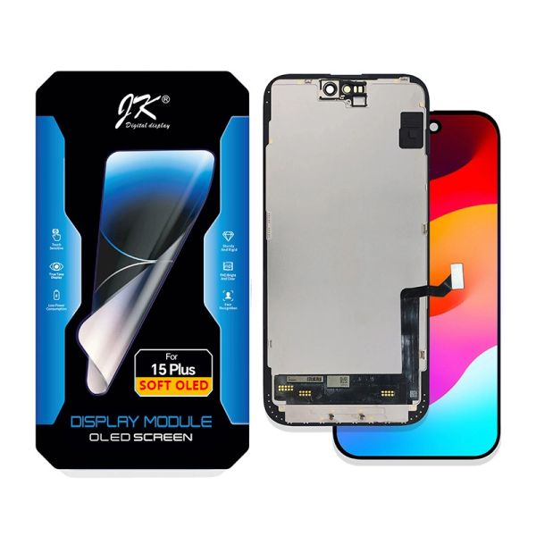 Factory Price JK Soft OLED LCD Screen Replacement for iPhone 15 Plus with 18 Month Warranty