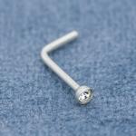 L Shape 316 Stainless Steel Nose Piercing Jewellery 20G 0.8mm Clear crystals