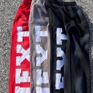 Wholesale Custom Men's Sweatpants Embroidered Patch Streetwear Tracksuit 2-Piece Tracksuit Set Letter Applique Embroidery OEM Design from china suppliers