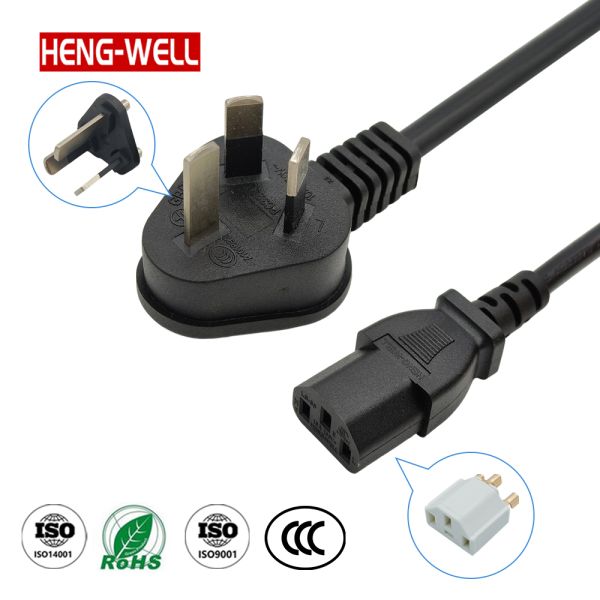 HENG-WELL 3 Pin Stripped Power Cord 0.61m/2.5m with C13/C5 Angle Plug for Laptop/Printer & Consumer Electronics