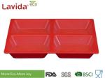 Red Color Melamine Compartment Food Tray 21.5 x 2.4cm Tasteless Endurable FDA