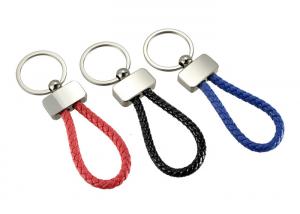 Wholesale Weave PU Leather Strap Key Chains Metal Keyring Promotional Custom Key Holder from china suppliers