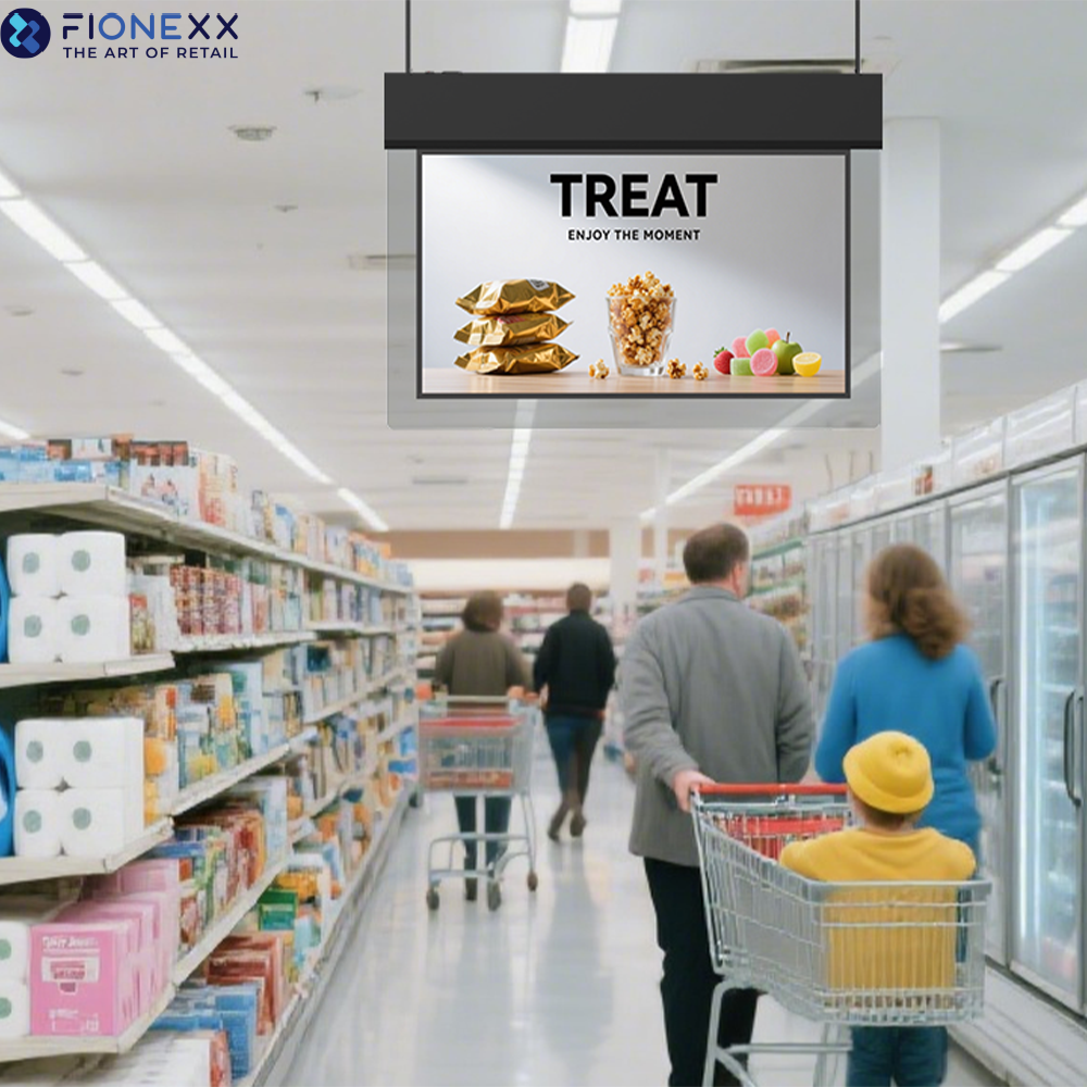 43 Inch Ultra Slim Dual Sided Hanging Display Landscape Display 700nits+700nits Dual-Sided High-Definition Display Screen