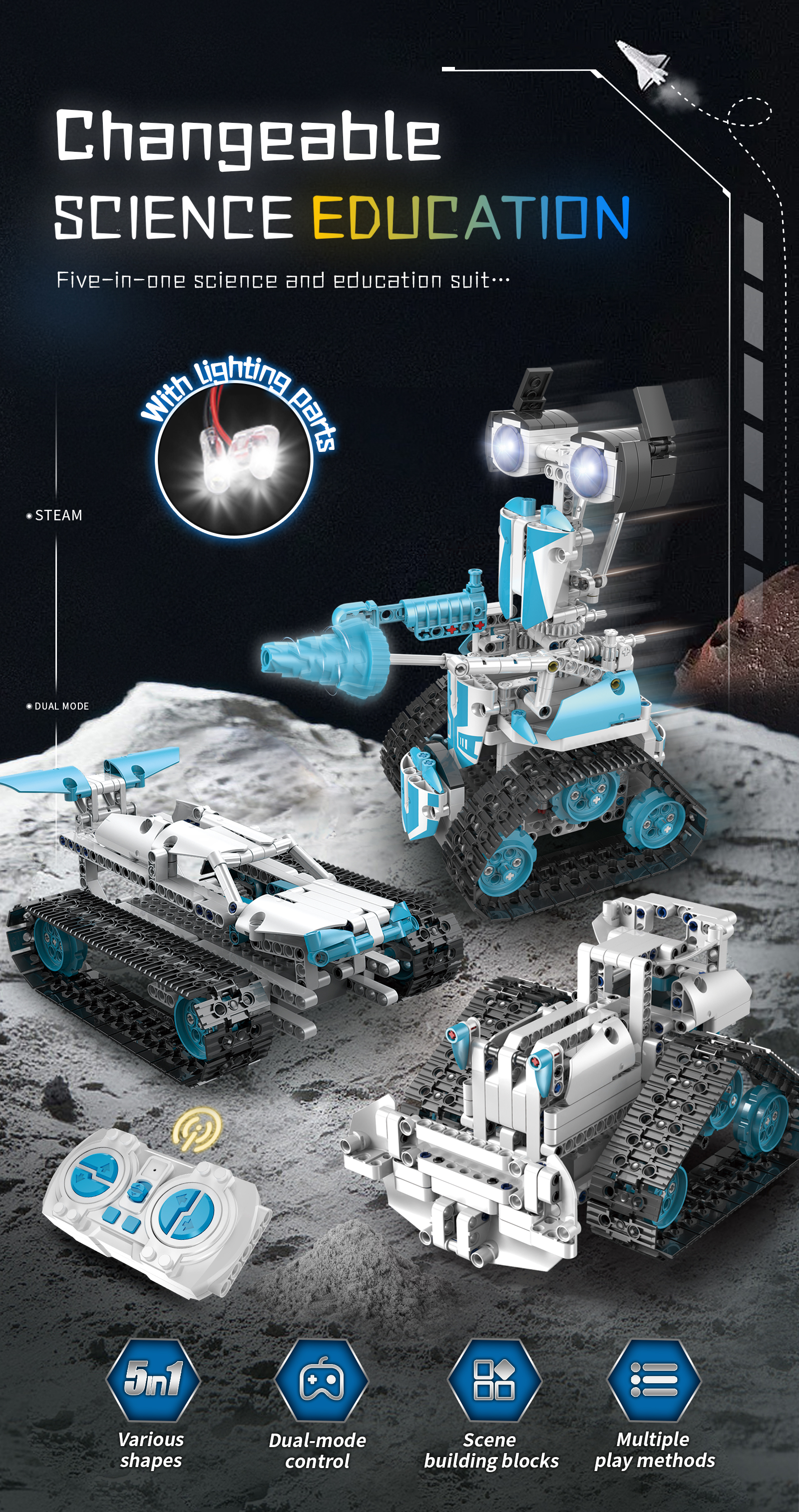 Induction Remote Control Robot Toy Building Kit for Boys 8-14 Years Old DIY Engineering