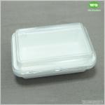 Bleached 500ml Biodegradable Sugarcane Bagasse Lunch Box With Clear PET Lid