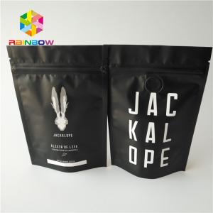 Wholesale Matte Black Metallic Foil Pouch Stand Up 2 Oz Coffee Bags With Zipper / Valve from china suppliers