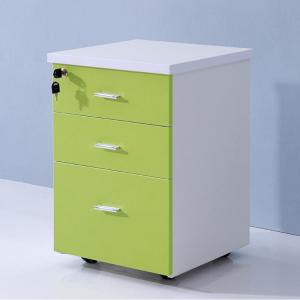 China 3 Drawer Mobile File Cabinet Green Wooden Lockable Filing Cabinet on sale