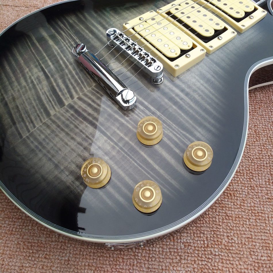 New high-quality custom LP electric guitar with Humbucker*3 pickups, Ebony fingerboard Flame Maple Top guitar, free ship