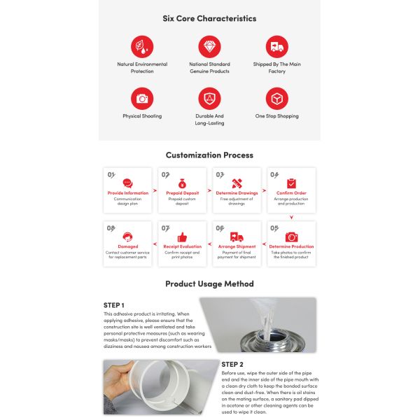 Quick Drying PVC Adhesive Custom PVC Glue Solvent Cement For Water Pipe And Fitting