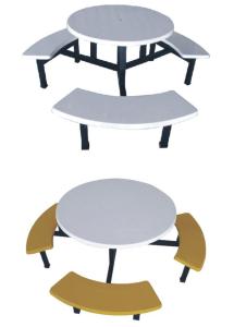 Wholesale fiberglass or FRP round dining table with stools from china suppliers