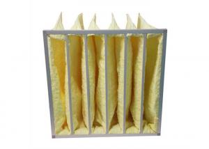China Yellow Water Resistant MERV14 Pocket Air Filters / Bag Air Filter For HVAC Systems on sale
