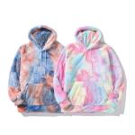 Knitted Weaving Method Tye-Dye Hoodies For Men With Faux Fur Fashion