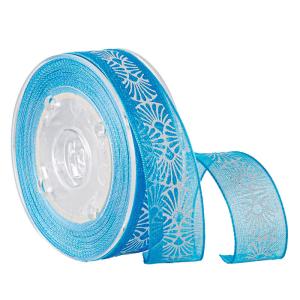 Wholesale Personalized Ink Screen White Printing Blue 19mm Organza Sheer Ribbon from china suppliers