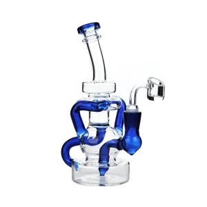 Wholesale Dab Oil Borosilicate Glass Bongs 8 InchRecycler Water Pipes Smoking With 4mm Quartz Banger from china suppliers