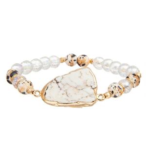Wholesale White Turquoise Natural Stone Handmade Beaded Bracelet Elastic Customized from china suppliers
