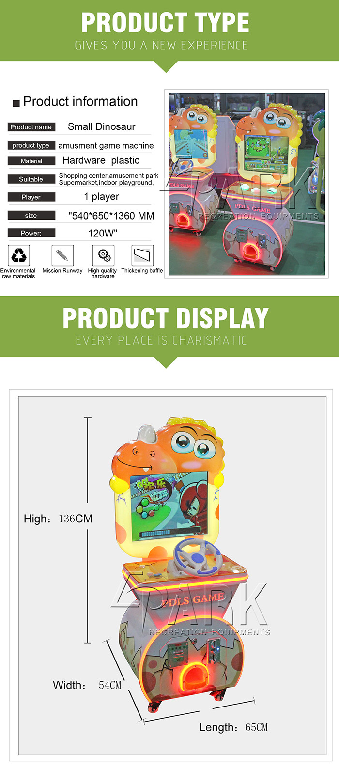 Coin Operated Small Dinosaur Kids Hitting Game Machine For Shopping Center