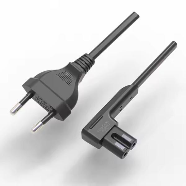 CE ENEC AC European 2 Prong Angle C7 Electric Power Plug 2.5A 250V 2 Pin Eu