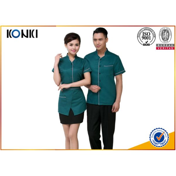 Custom Color Restaurant Staff Uniforms For Waitresses Side Open