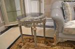 Wooden frame coffee table and end table white marble top small sofa table