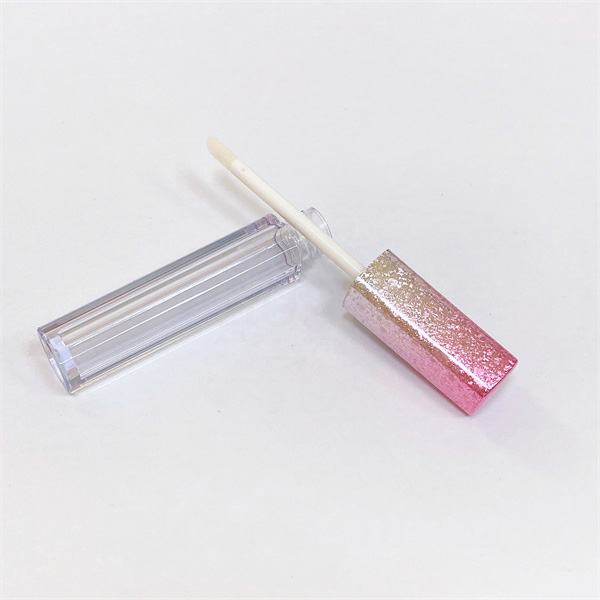 Ombre Glitter Square Plastic Lip Gloss Tube With Wand Pink 10ml