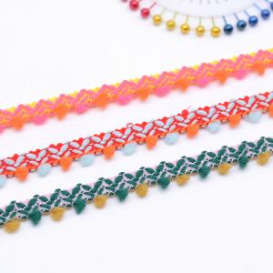 Wholesale Crafts Woven 1.2cm Mixed Colour Pom Pom Trim from china suppliers