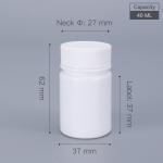 Portable Empty Vitamin Plastic Pill Bottles 40ml 37x37 For Capsules Tablets