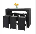 ODM OEM Rattan Woven Outdoor High Table And Bar Stools Leisure Hotel Dining Set