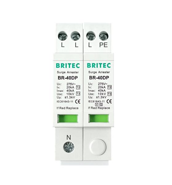 BRITEC BR-40DP 275 3+1P Type 2 Surge Protection china surge arrester factory ac