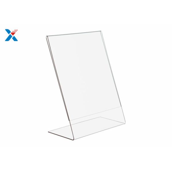 Slant Back Acrylic Sign Holders Break Resistant Clear Custom Acrylic Menu Stand