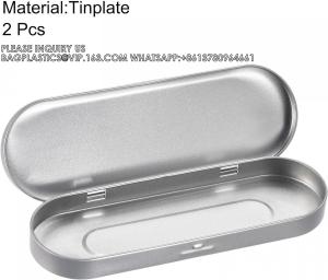 Wholesale Metal Stationery Box Pencil Case Empty Hinged Tin Box Silver Pen Holders Tinplate Storage Containers from china suppliers