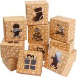 Recycle Kraft Paper Cake Box , Bakery Cupcake Box Packaging With Plastic Clear