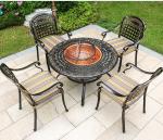 Courtyard Cast Aluminum Patio Barbecues Table And Chairs Sets