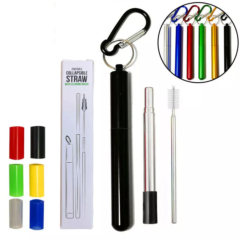 Eco Friendly Food Grade 304 / 316 Stainless Steel Straws Set For Drinking Beverage