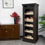 Smart Digital Touch Control Dark Brown Wood Electric Cigar Cooler Cabinet